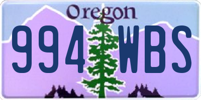 OR license plate 994WBS