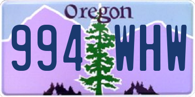 OR license plate 994WHW