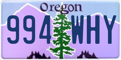 OR license plate 994WHY