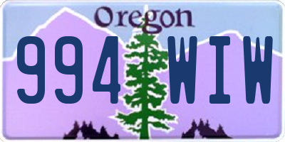 OR license plate 994WIW