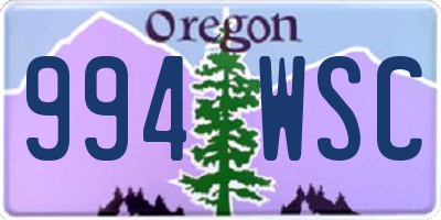 OR license plate 994WSC