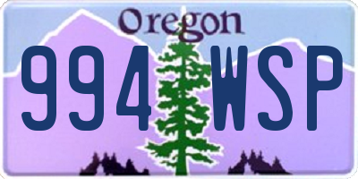 OR license plate 994WSP