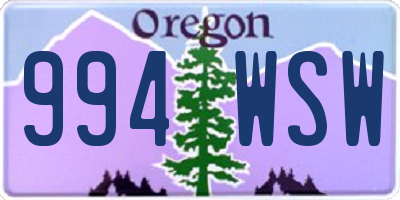 OR license plate 994WSW