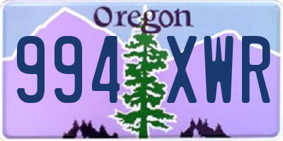 OR license plate 994XWR