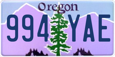 OR license plate 994YAE