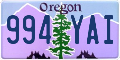 OR license plate 994YAI