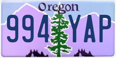 OR license plate 994YAP
