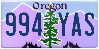 OR license plate 994YAS