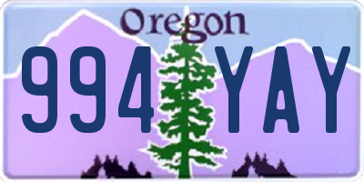 OR license plate 994YAY