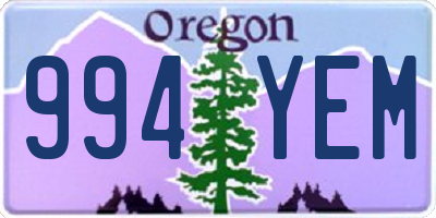 OR license plate 994YEM