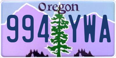 OR license plate 994YWA