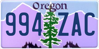 OR license plate 994ZAC