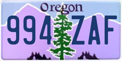 OR license plate 994ZAF