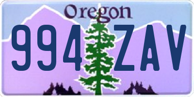 OR license plate 994ZAV