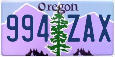 OR license plate 994ZAX