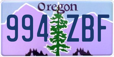 OR license plate 994ZBF