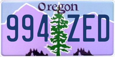 OR license plate 994ZED