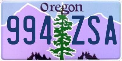 OR license plate 994ZSA