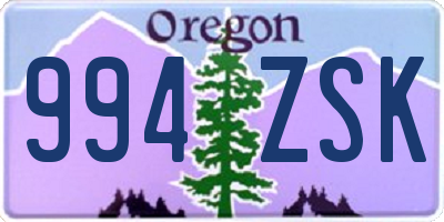 OR license plate 994ZSK