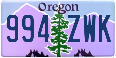 OR license plate 994ZWK