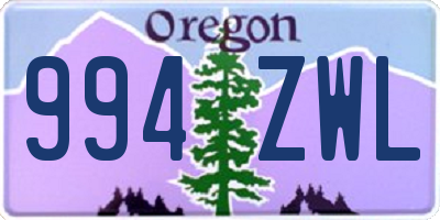 OR license plate 994ZWL