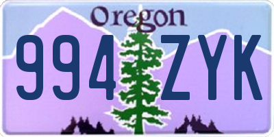 OR license plate 994ZYK