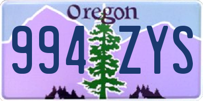 OR license plate 994ZYS