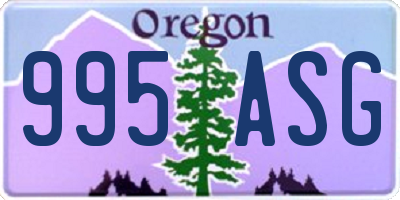 OR license plate 995ASG