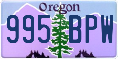 OR license plate 995BPW