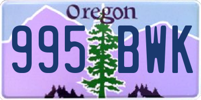 OR license plate 995BWK