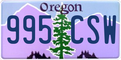 OR license plate 995CSW