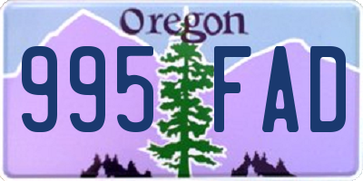 OR license plate 995FAD