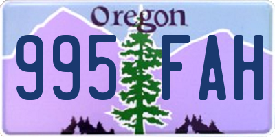OR license plate 995FAH