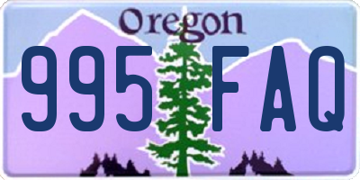 OR license plate 995FAQ