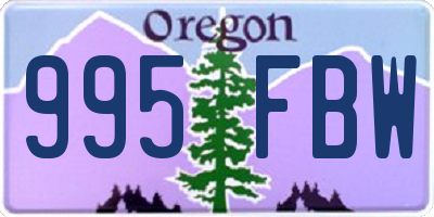 OR license plate 995FBW