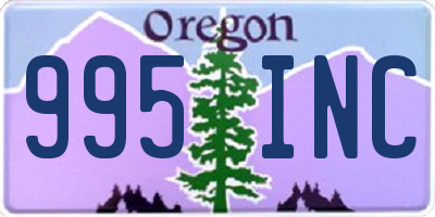 OR license plate 995INC