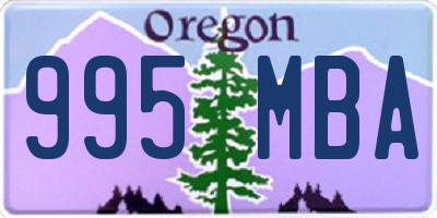 OR license plate 995MBA