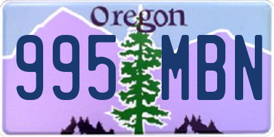 OR license plate 995MBN