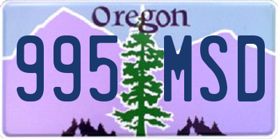 OR license plate 995MSD