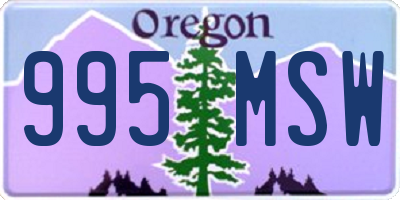 OR license plate 995MSW