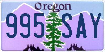 OR license plate 995SAY