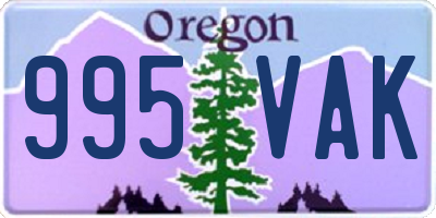 OR license plate 995VAK