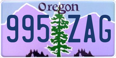 OR license plate 995ZAG