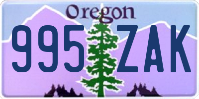 OR license plate 995ZAK