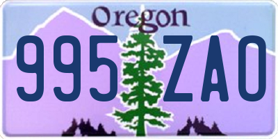 OR license plate 995ZAO