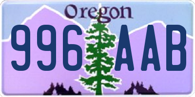OR license plate 996AAB