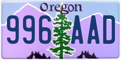 OR license plate 996AAD