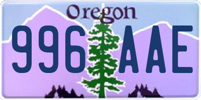 OR license plate 996AAE