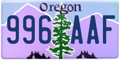 OR license plate 996AAF