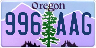 OR license plate 996AAG